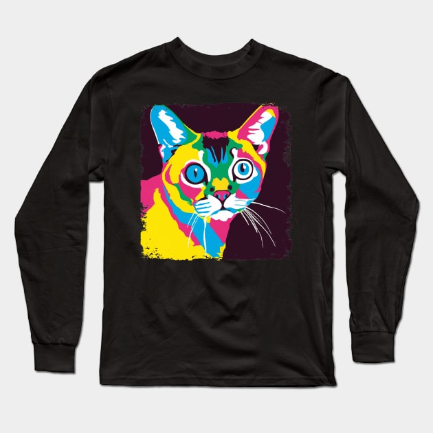 Singapura Cat Pop Art - Cat Lover Gift Long Sleeve T-Shirt by PawPopArt